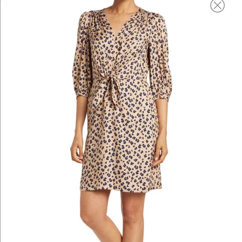 Rebecca Taylor Long Sleeve Knotted Cheetah Dress, Size: 4